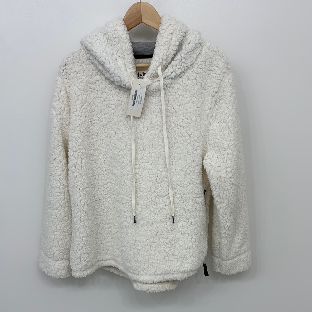 NWT Dylan Snow Angel Cozy Ivory Cream White Sherpa Pullover Hoodie lightweight